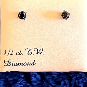 Like New! 10 carat white gold black diamond earrings